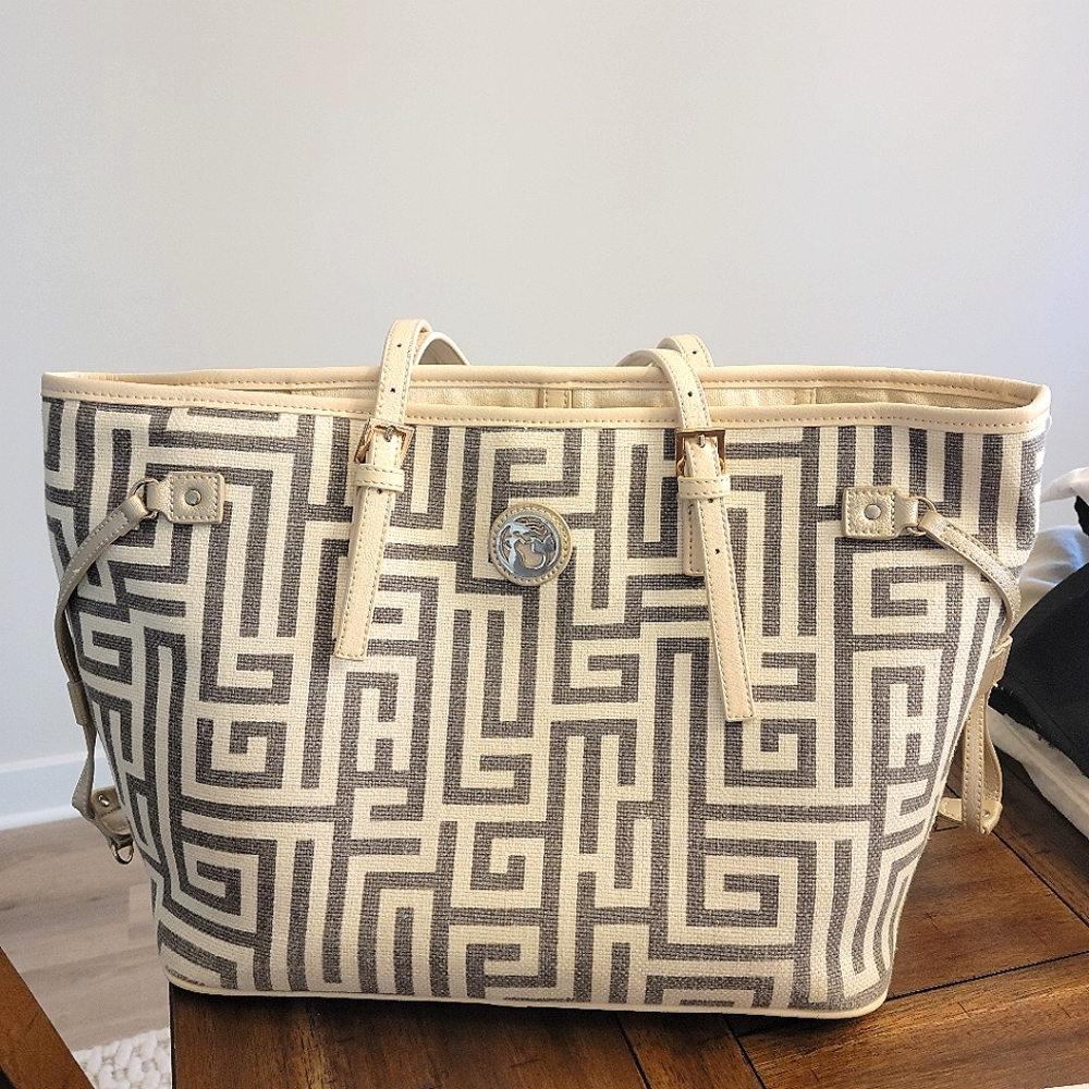Spartina 449 Large Tote grey and white *matching wallet also available*